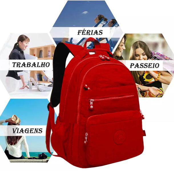 Imagem de Mochila Feminina Notebook Tactel Escolar Leve + Estojo quadrado estiloso Trabalho Viagem