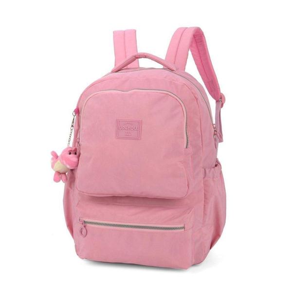 Imagem de Mochila Feminina Notebook Tecido Crinkle Chaveiro Pelúcia - Up4you