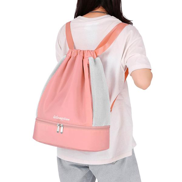 Imagem de Mochila Feminina Saco Sacola Semi Impermeável Esportiva Academia Compartimento P/ Sapatos Regulavel Alta Qualidade Luxo