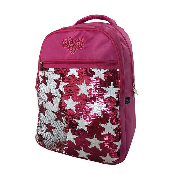 Imagem de Mochila Feminina Sweet Girl Paetês Pink e Branco com Estojo