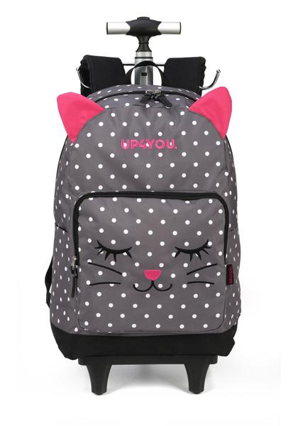 Imagem de Mochila Fofa Gatinha Preta com Rodinhas UP4YOU - Escolar Infantil Tween 19L