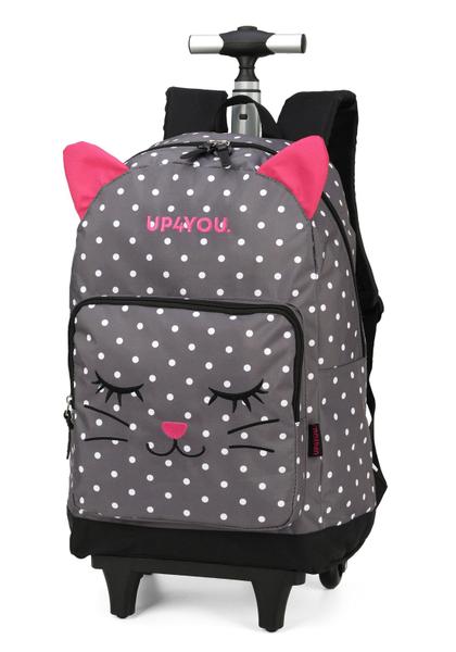 Imagem de Mochila Fofa Gatinha Preta com Rodinhas UP4YOU - Escolar Infantil Tween 19L