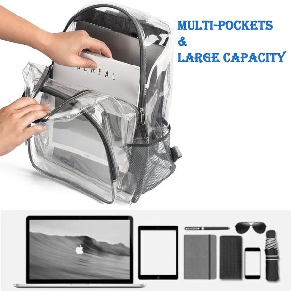 Imagem de Mochila Fomaris Clear Heavy Duty Transparente em PVC Cinza