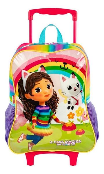 Mochila Gabby Fadas Rodinhas Grande Poliéster - Sestini Imagem de Mochila Gabby Fadas Rodinhas Grande Poliéster