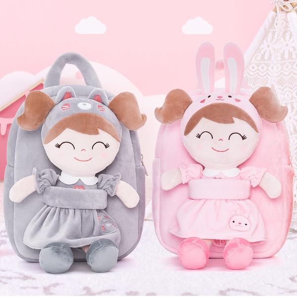 Imagem de Mochila Gloveleya Cat Toddler Soft Plush com boneca de pelúcia cinza