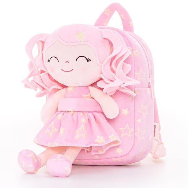 Imagem de Mochila Gloveleya Toddler Baby Girl com boneca de pelúcia 23 cm rosa