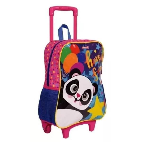 Imagem de Mochila Grande Com Rodinha Escolar Infantil Urso Panda