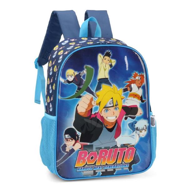 Imagem de Mochila Grande Costas Escolar Infantil Boruto Azul