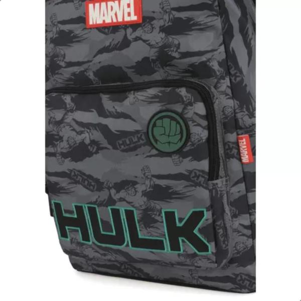 Imagem de Mochila Grande Costas Escolar Infantil Hulk Cinza