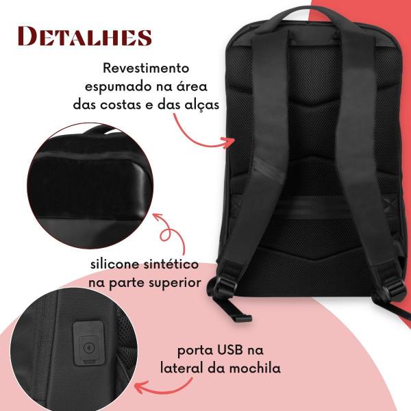 Imagem de Mochila Grande Viagem Camping Reforçada Uso Diário  - Preto