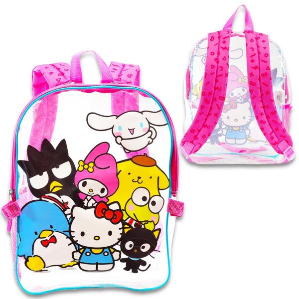 Imagem de Mochila Hello Kitty Clear para escola com lancheira e garrafa