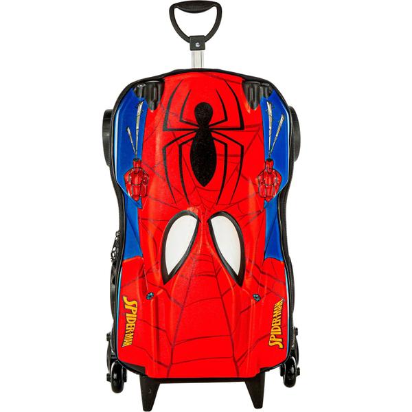 Imagem de Mochila Homem-Aranha Azul Vermelha Rodinha Spider Tripla Mala Escolar Passeio Infantil - Diplomata