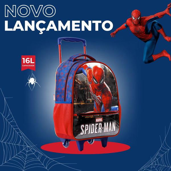 Imagem de Mochila Homem Aranha Bolsa De Rodinhas Mala Escolar Infantil