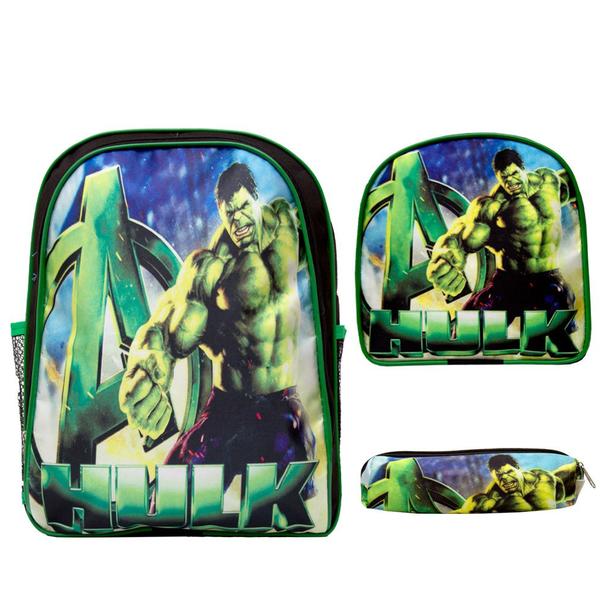 Imagem de Mochila Incrivel Hulk com Lancheira Infantil Costas Aulas