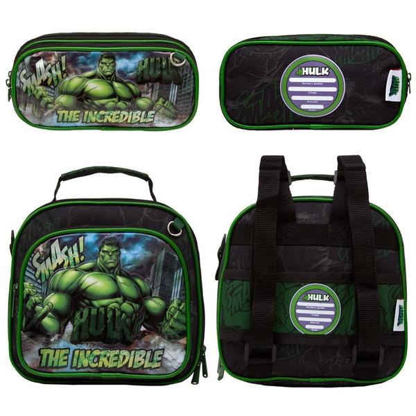 Imagem de Mochila Incrivel Hulk Escolar Rodinha Kit Lancheira+Estojo