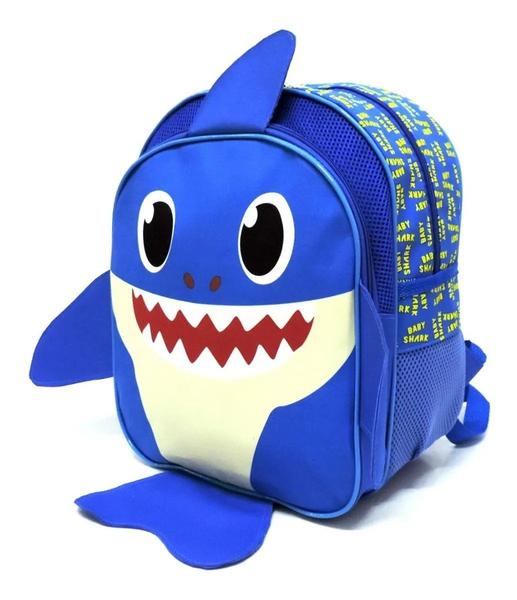 Imagem de Mochila Infantil Baby Shark Costas Tam M Papai Tubarão Azul