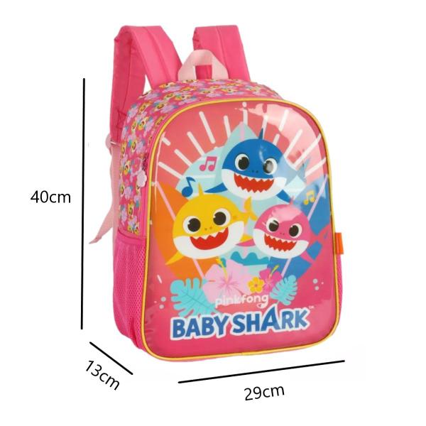 Imagem de Mochila Infantil Baby Shark Rosa Escolar Volta Às Aulas