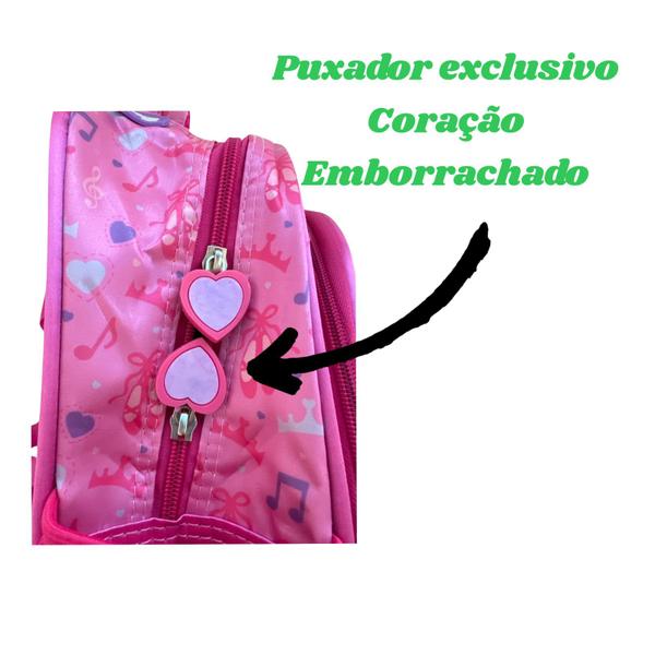 Imagem de Mochila Infantil Bailarina Escolar Menina Rosa Aulas Coração