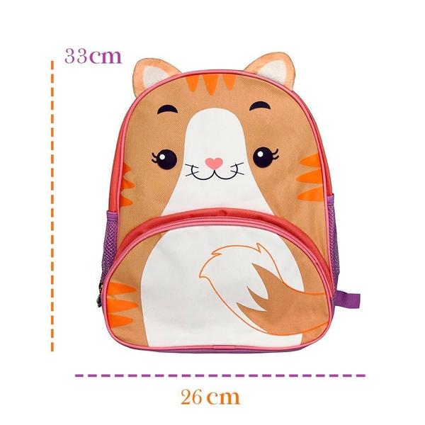 Imagem de Mochila Infantil Clio Pets Gato Marron Alças Reforçada 17L