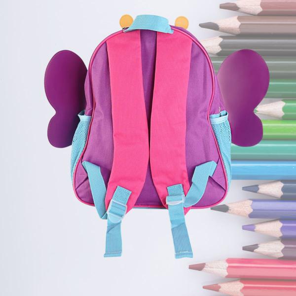 Imagem de Mochila Infantil Com Alças Costas Borboleta Rosa Roxa Maternal Bebe Creche Hotelzinho