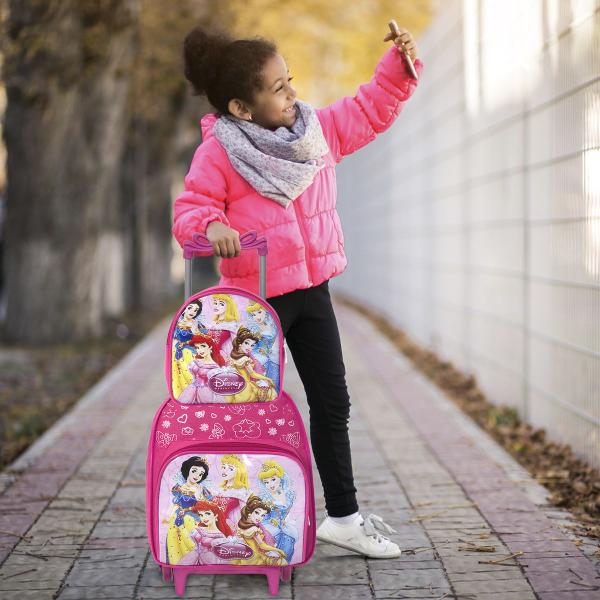 Imagem de Mochila Infantil Com Lancheira Princesas Rodinhas Pre Escola