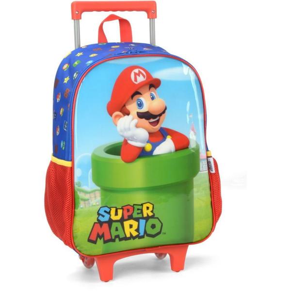 Imagem de Mochila Infantil com Rodinha Super Mário BROS G Azul