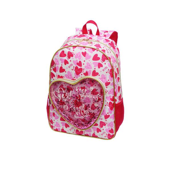 Imagem de Mochila Infantil Corações Vermelhos Menina Escolar PackMe