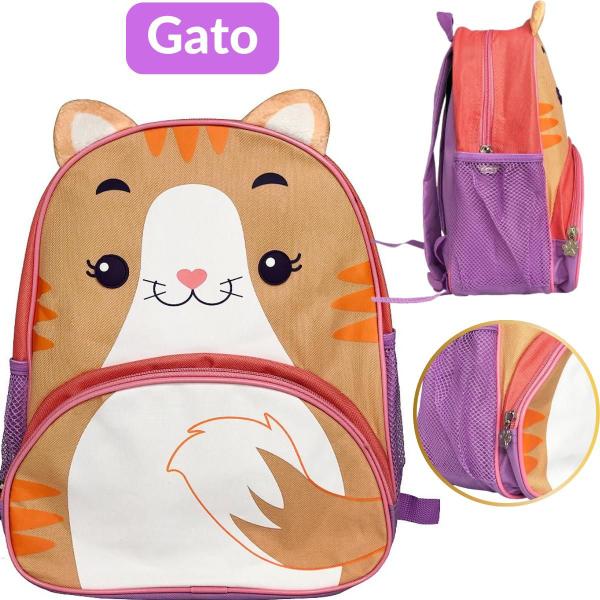 Imagem de Mochila Infantil Costas Feminina Animais Zoo Clio Pets  Escolar Kids Criança Meninos Bichinhos Desenho do tecido Liso