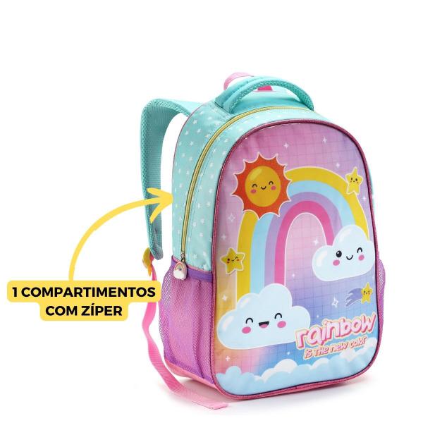 Imagem de Mochila Infantil Costas Meninas Escolar Slime Arco Iris Seanite