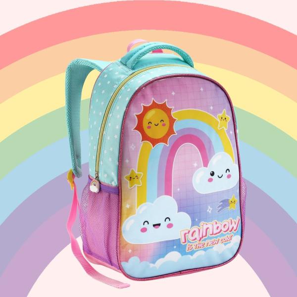 Imagem de Mochila Infantil Costas Meninas Escolar Slime Arco Iris Seanite