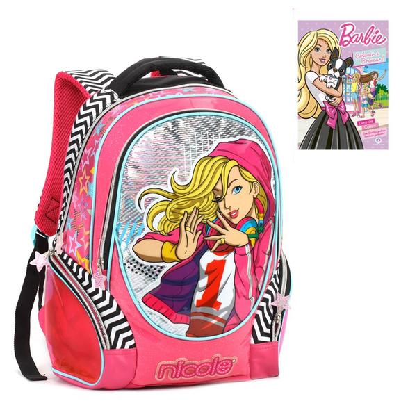 Imagem de Mochila Infantil Costas Tam G Holográfica Com Livro Barbie