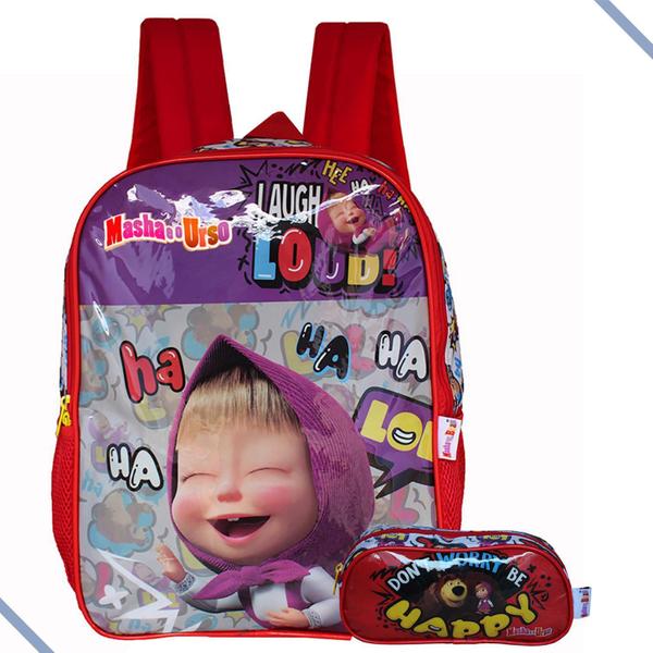 Imagem de Mochila Infantil De Costas Com Estojo Masha E O Urso Escolar