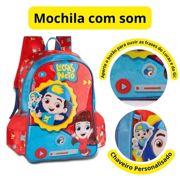 Imagem de Mochila Infantil de Costas Lucas Neto com áudio