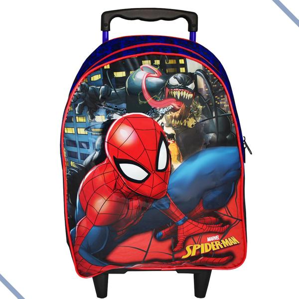 Imagem de Mochila Infantil De Rodas Com Garrafa Homem Aranha Marvel