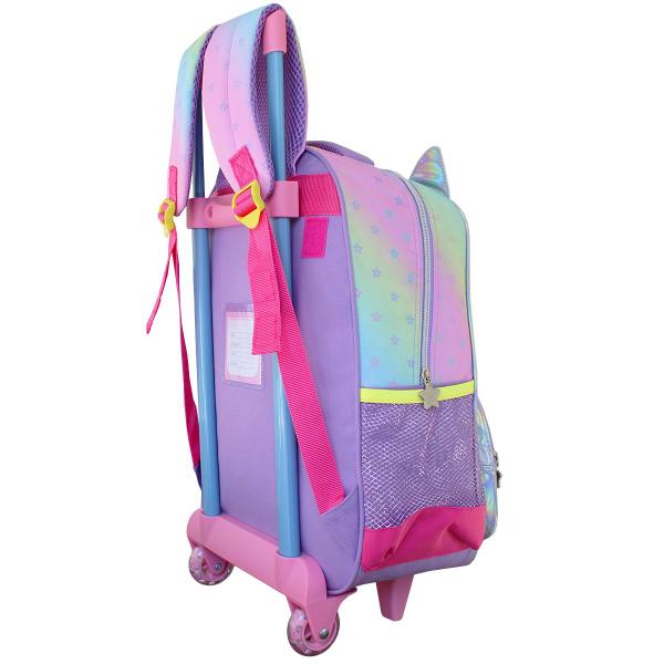 Imagem de Mochila Infantil De Rodas Gatinha Holográfica Meninas Denlex