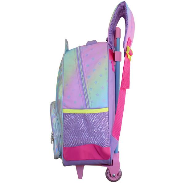 Imagem de Mochila Infantil De Rodas Gatinha Holográfica Meninas Denlex