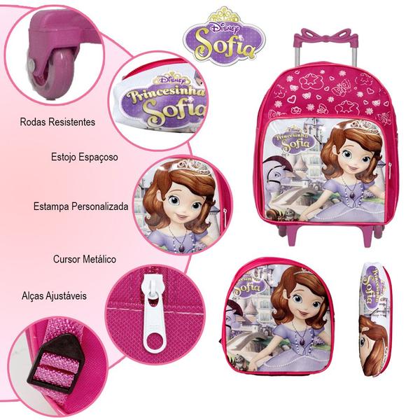 Imagem de Mochila Infantil de Rodinha Sofia Pre Escola Aula Resistente