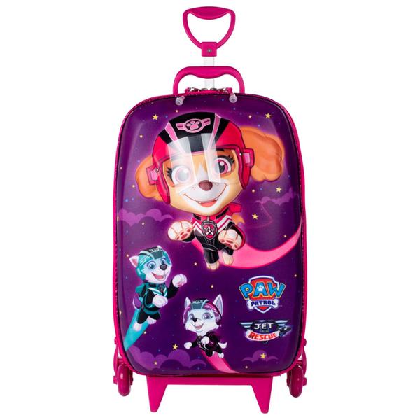 Imagem de Mochila Infantil De Rodinha Tripla Patrulha Canina Alto Relevo Impermeável - Maxtoy