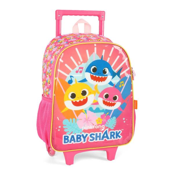 Imagem de Mochila Infantil De Rodinhas Baby Shark Rosa Tubarão Menina