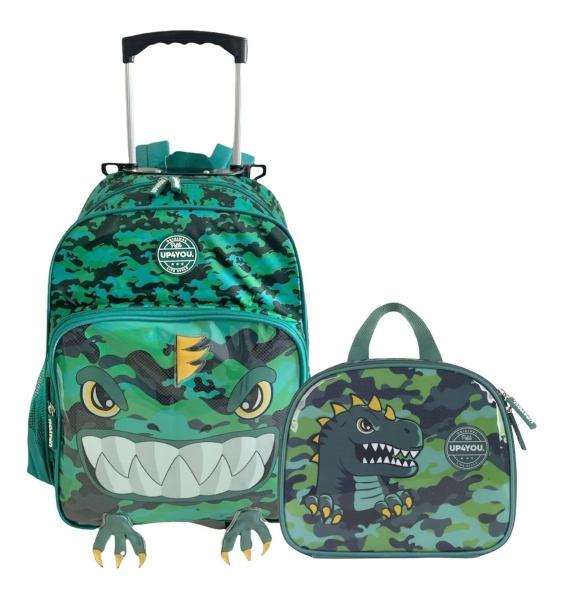 Imagem de Mochila Infantil Dinossauro Grande Rodinhas Lancheira Up4you