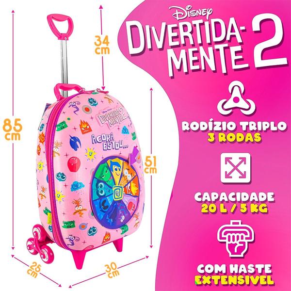 Imagem de Mochila Infantil Divertidamente Escolar Infantil Roda Tripla Cor Rosa Menina - Diplomata