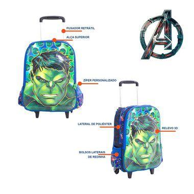 Imagem de Mochila Infantil Escolar 3d Com Rodinhas Hulk