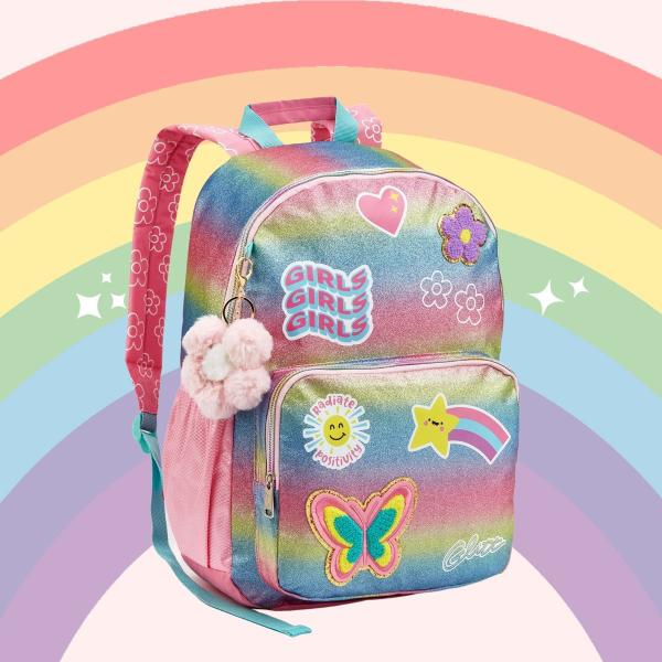 Imagem de Mochila Infantil Escolar Arco Íris Pom Pom Meninas