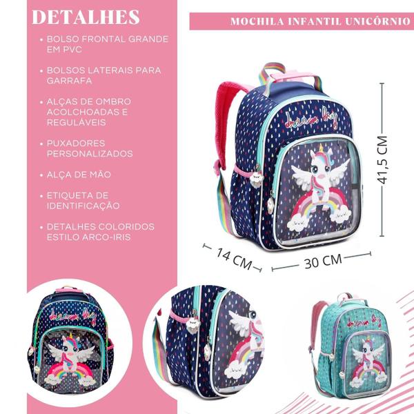 Imagem de Mochila Infantil Escolar Bolsa De Costas Menina Unicornio