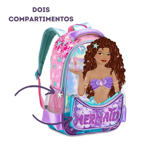 Imagem de Mochila Infantil Escolar da Sereia Morena