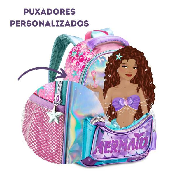 Imagem de Mochila Infantil Escolar da Sereia Morena