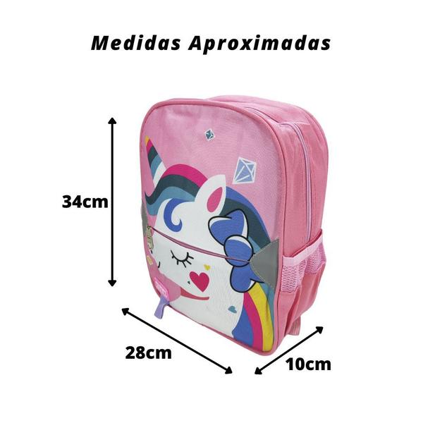 Imagem de Mochila Infantil Escolar E Creche Menina Rosa Unicórnio Rosa