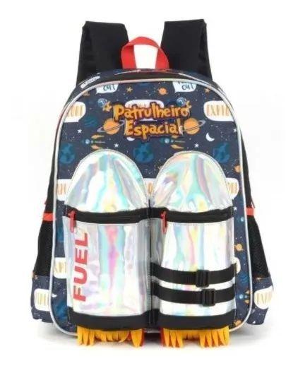 Imagem de Mochila Infantil Escolar Foguete Patrulheiro Espacial Costas Grande