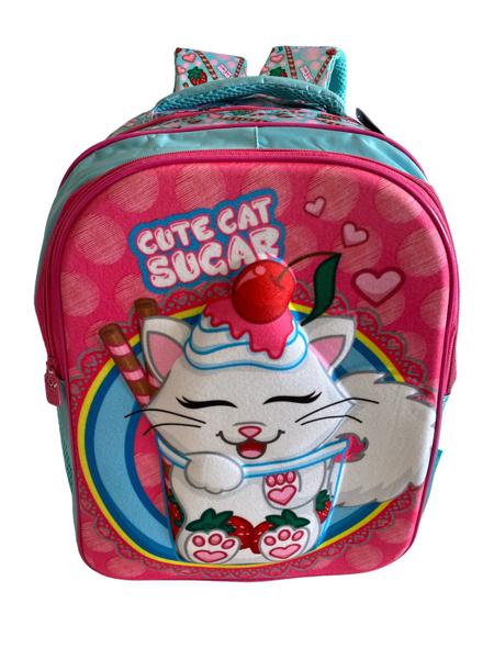 Imagem de Mochila Infantil Escolar Gata Gatinha 3d Costas G + Estojo