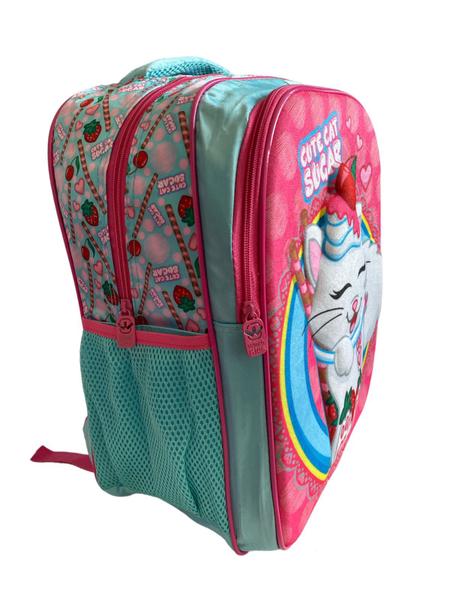 Imagem de Mochila Infantil Escolar Gata Gatinha 3d Costas G + Estojo